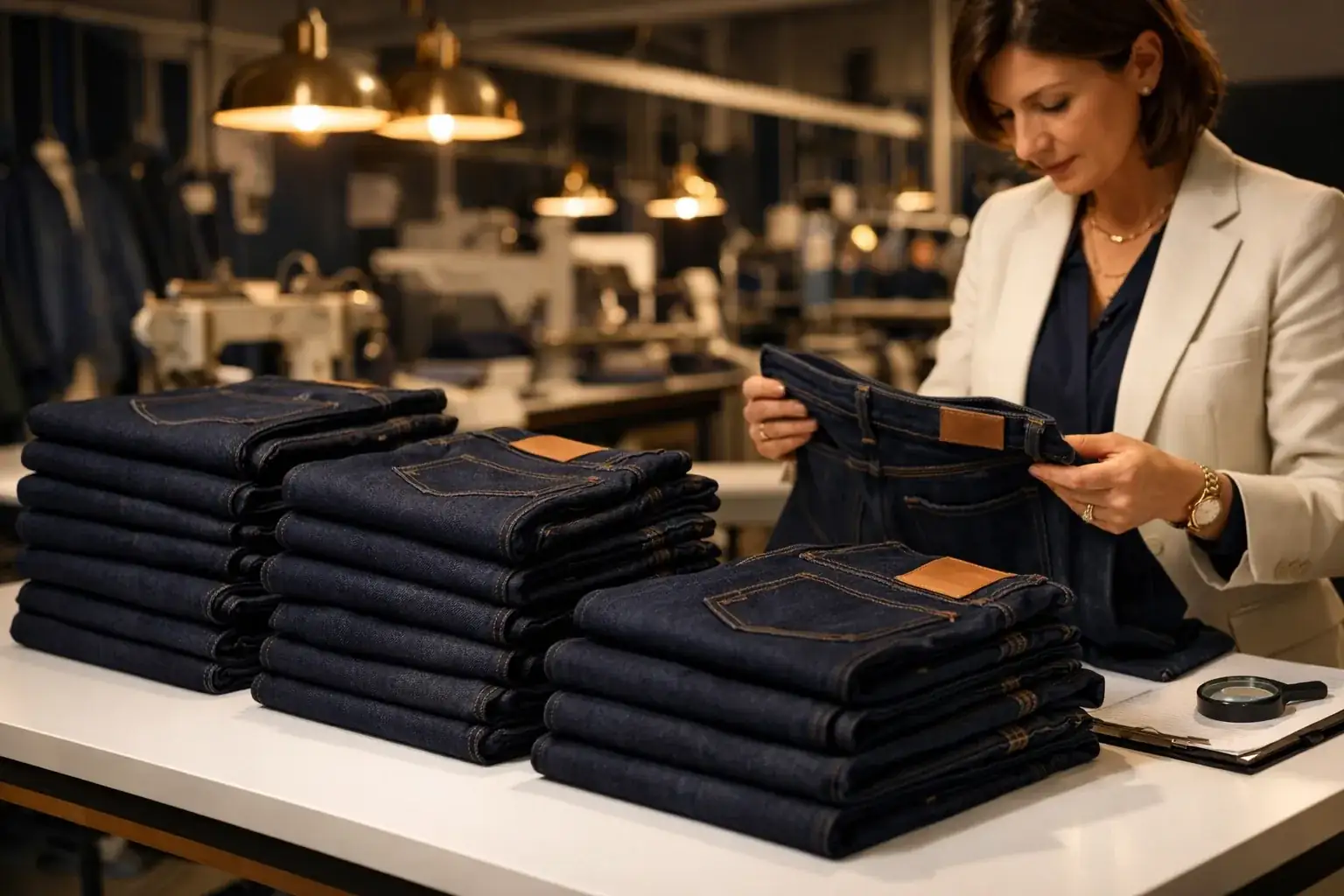 Qualitätskontrolle an Denimteilen